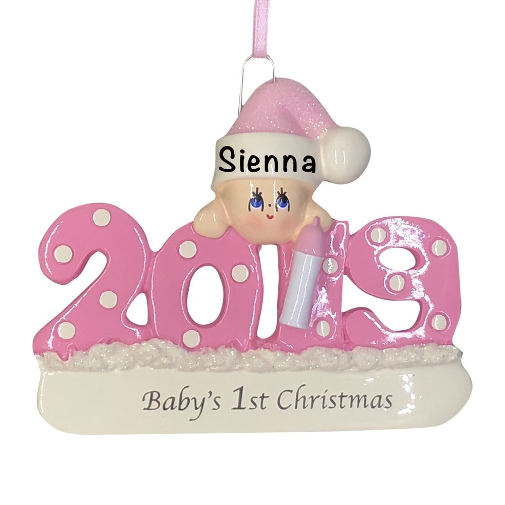 Baby's 1st Christmas 2019 Pink Personalized Ornament FREE Personalization