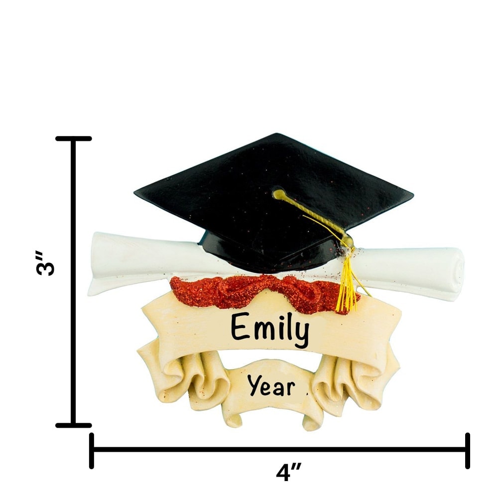Graduation Cap and Scroll Personalized Ornament