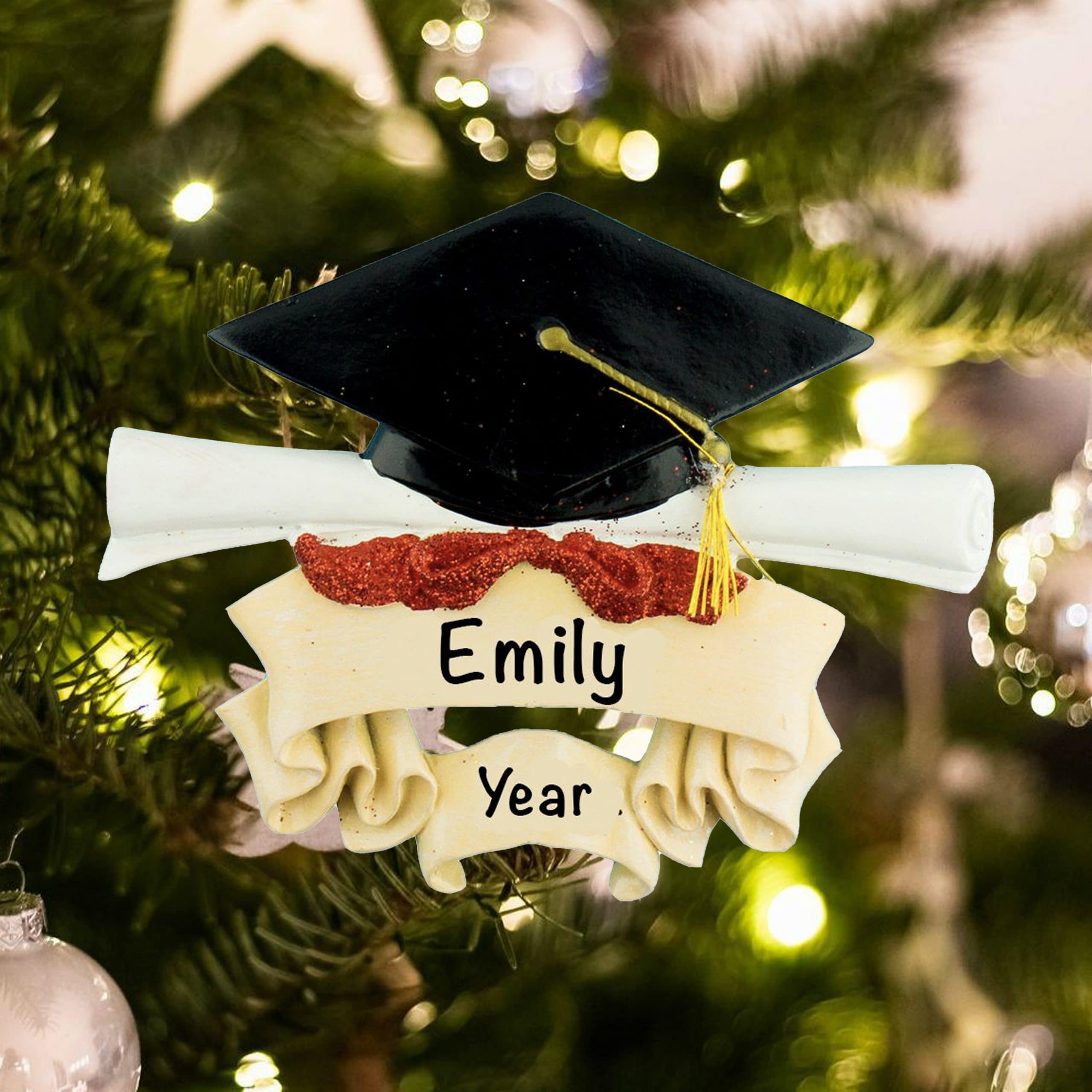 Graduation Cap and Scroll Personalized Ornament